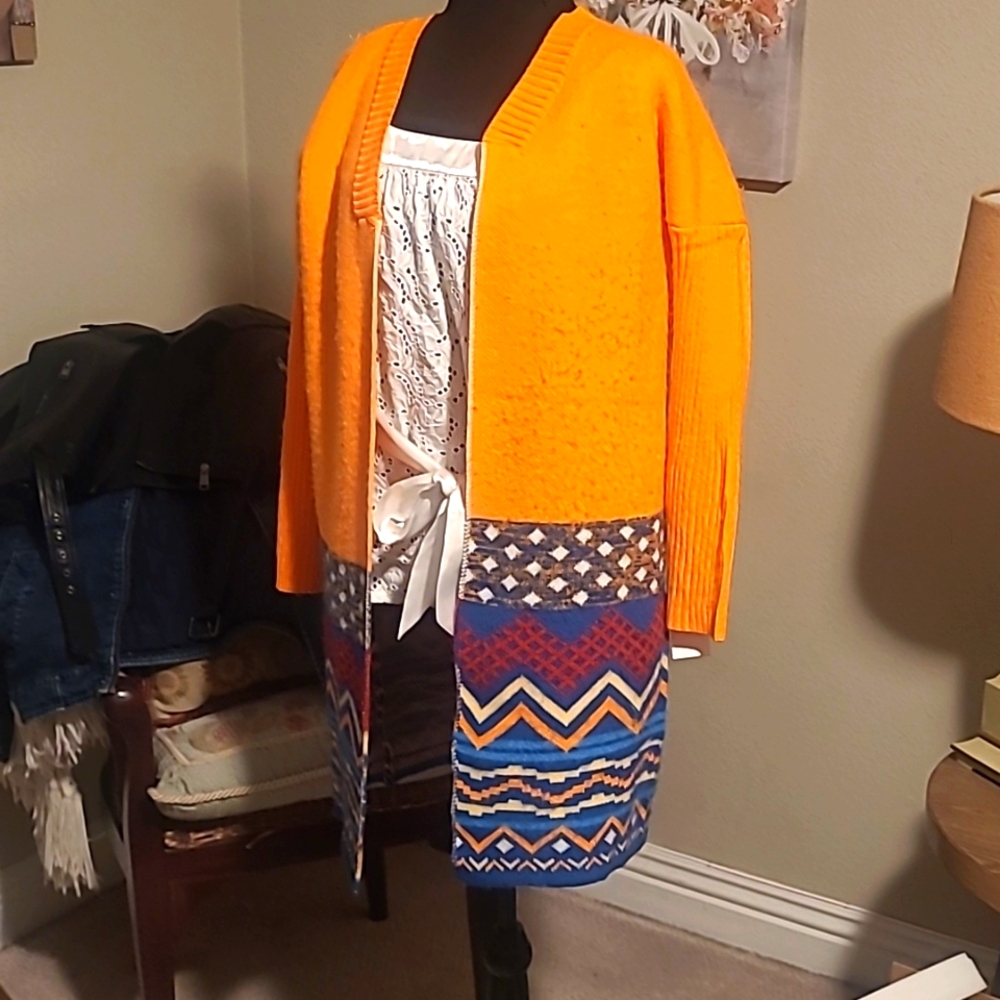 Orange & Blue Long Cardigan